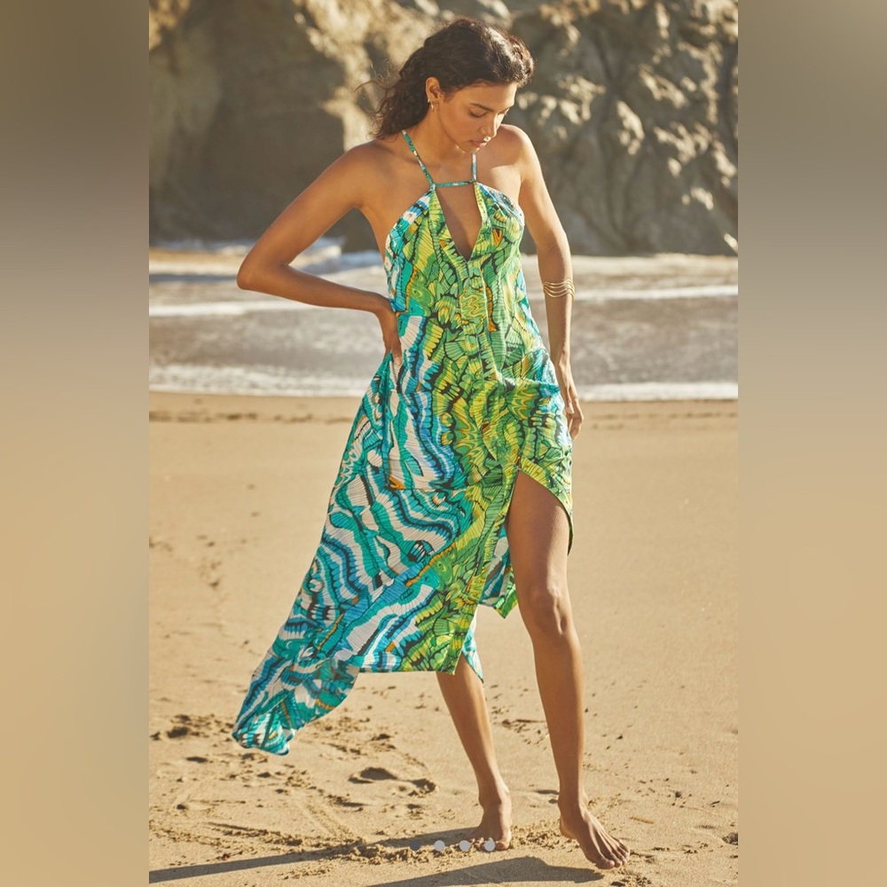 NWOT size XS Anthropologie Embellished Halter Midi Dress